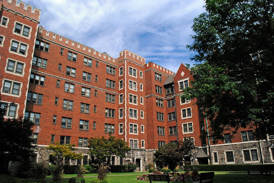 Exterior shot of a residential housing building on CMU’s campus.