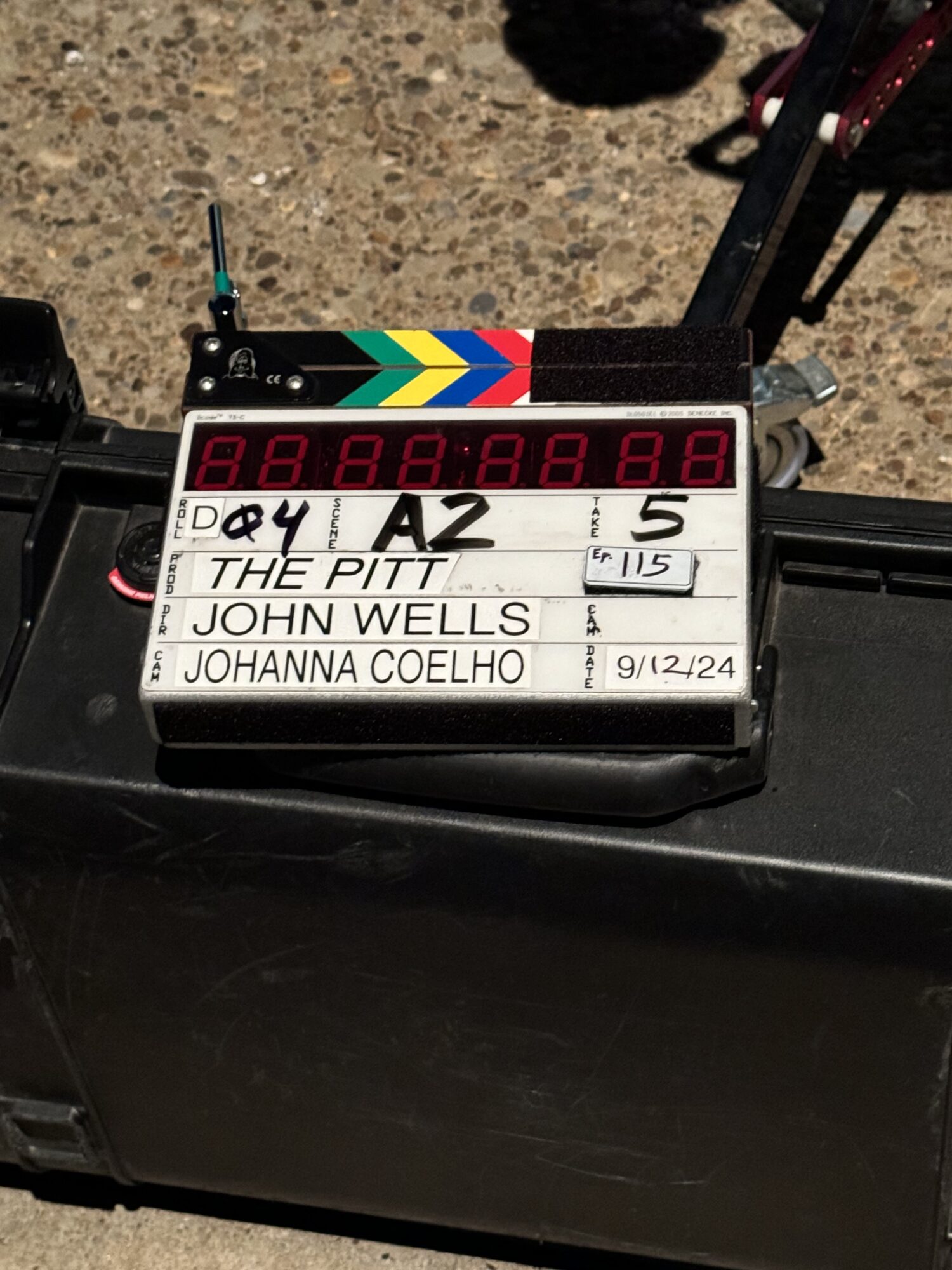 Production slate from the set of "The Pitt"