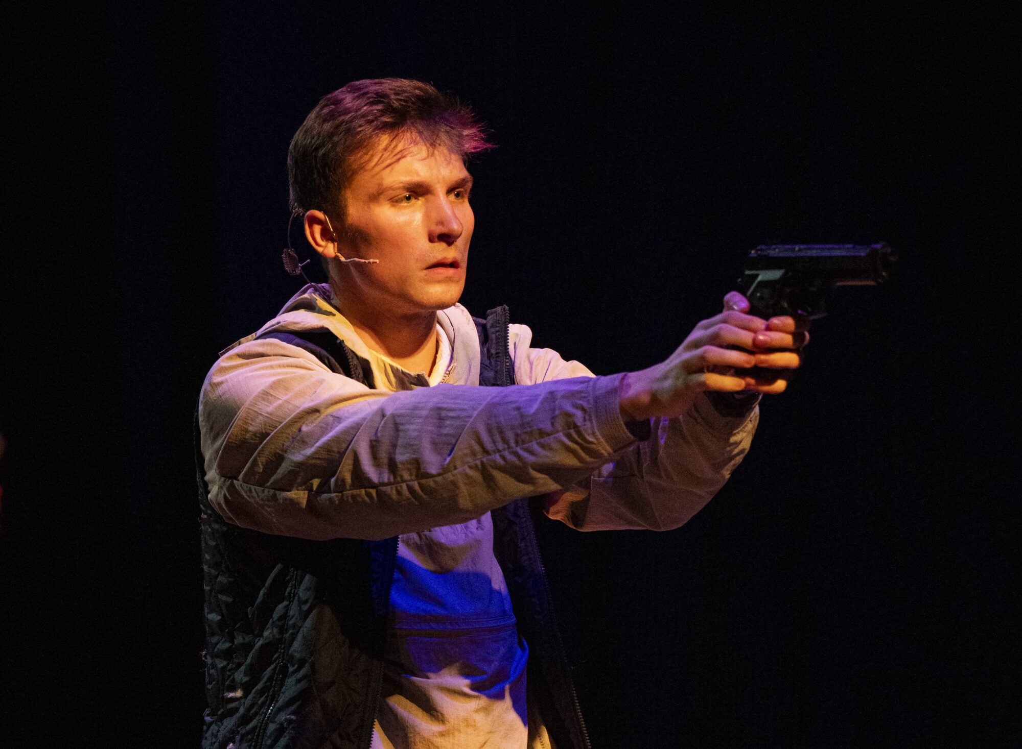 Hudson Orfe in "Mr. Burns: A Post-Electric Play" at CMU School of Drama.