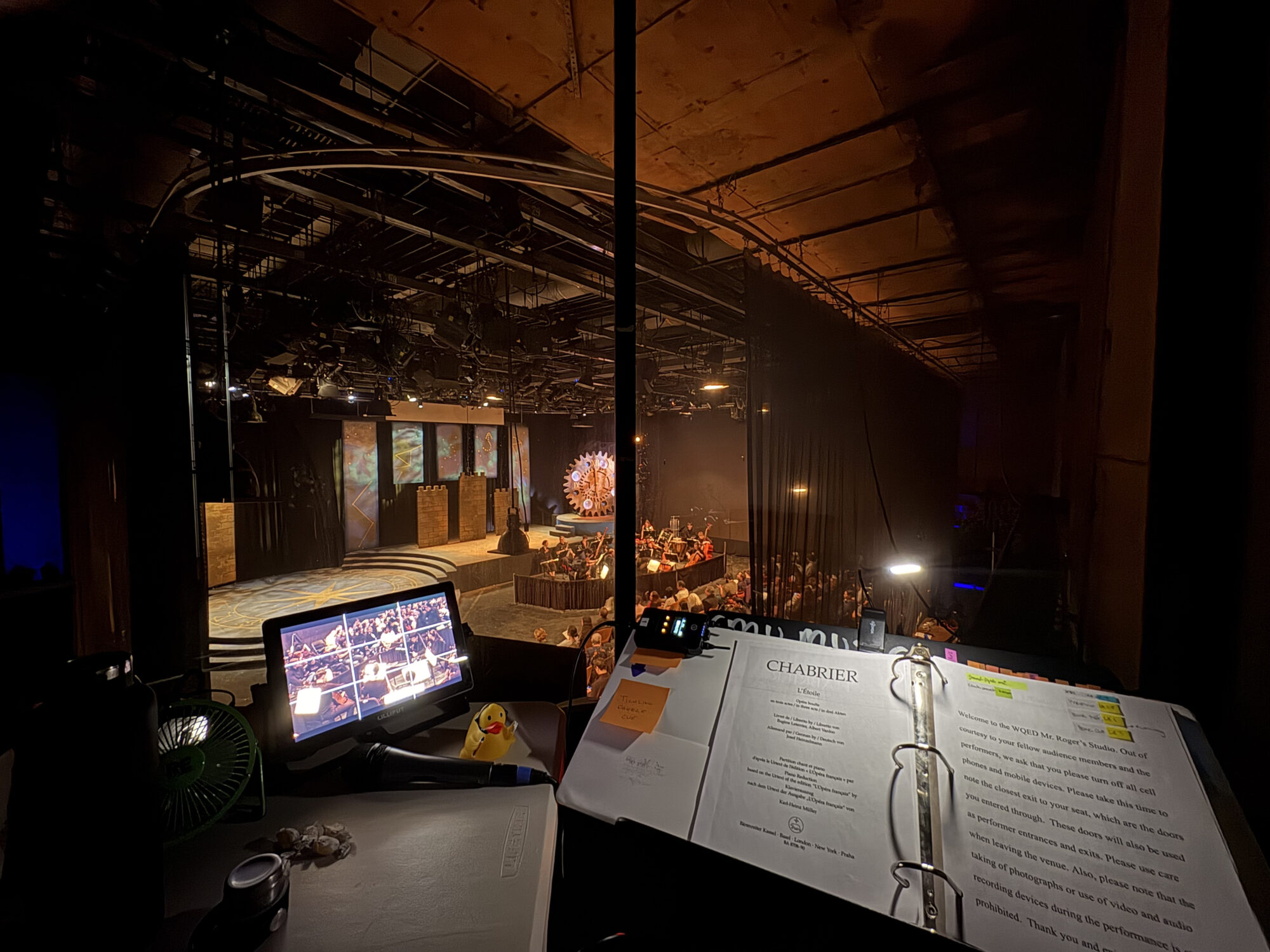 The Stage Management view for CMU School of Music's production of "L'Etoile"