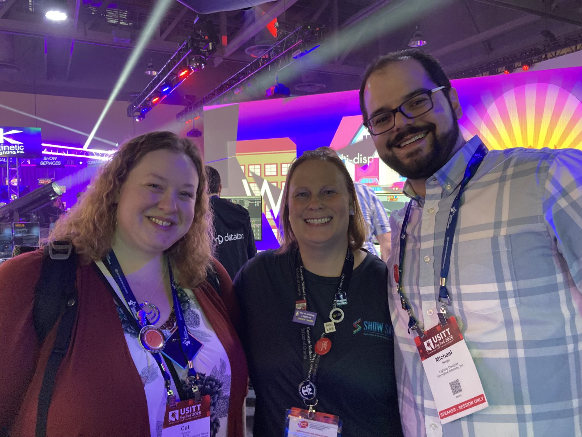 Cat Wilson, Crystal Lee, and Mike Berger at USITT